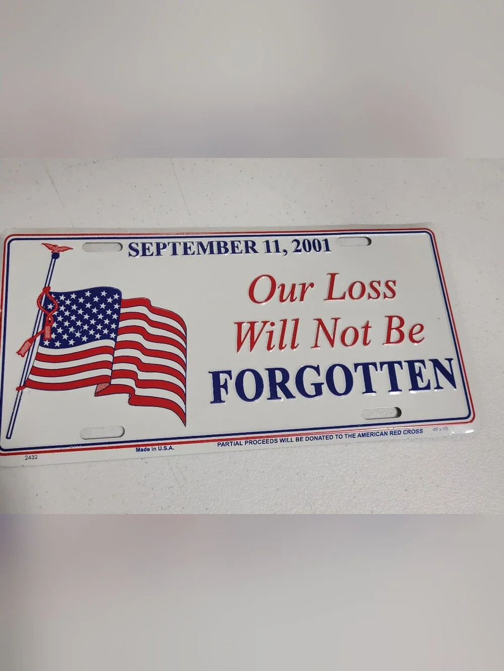 September 11, 2001 Remembrance Wall Plaque - Red, White & Blue